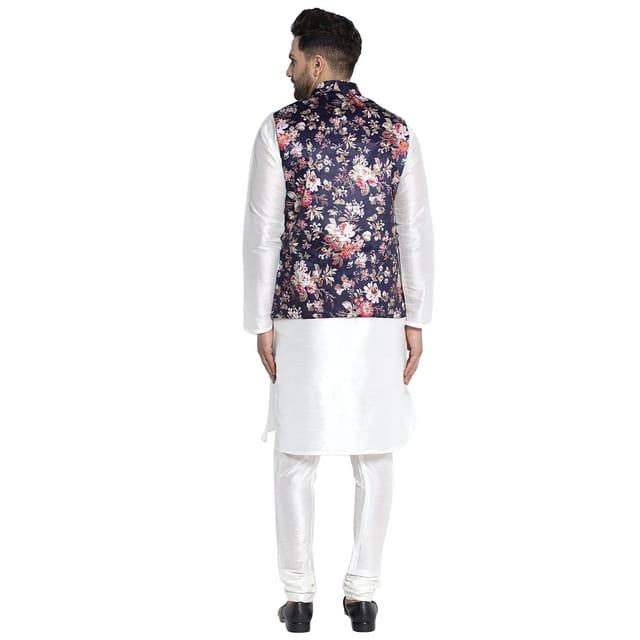 Buy Off White Cotton Silk Digital Print Floral Patterns Lakeer Nehru Jacket  For Men by Ankit V Kapoor Online at Aza Fashions.
