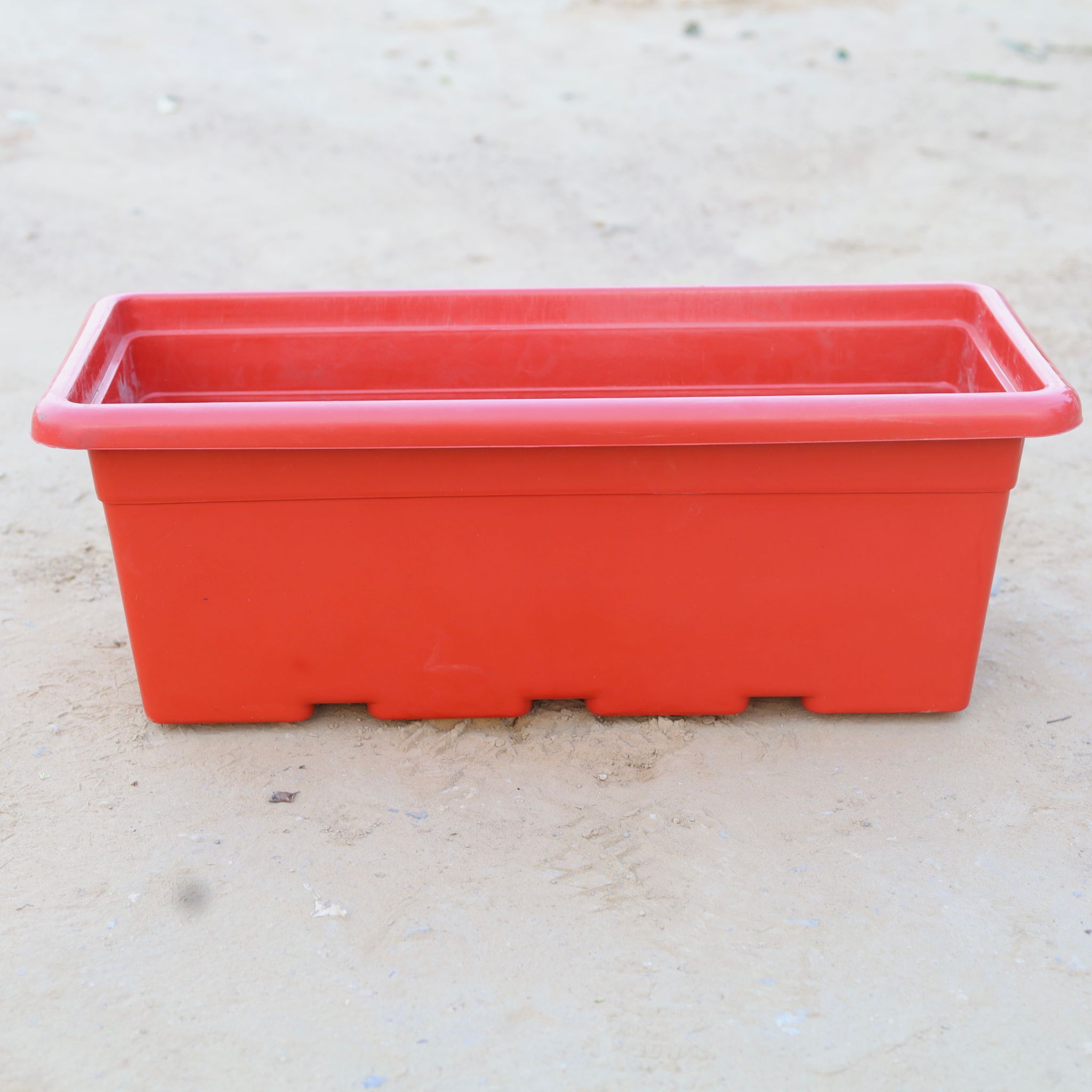 24 Inch Red Rectangular Window Plastic Planter