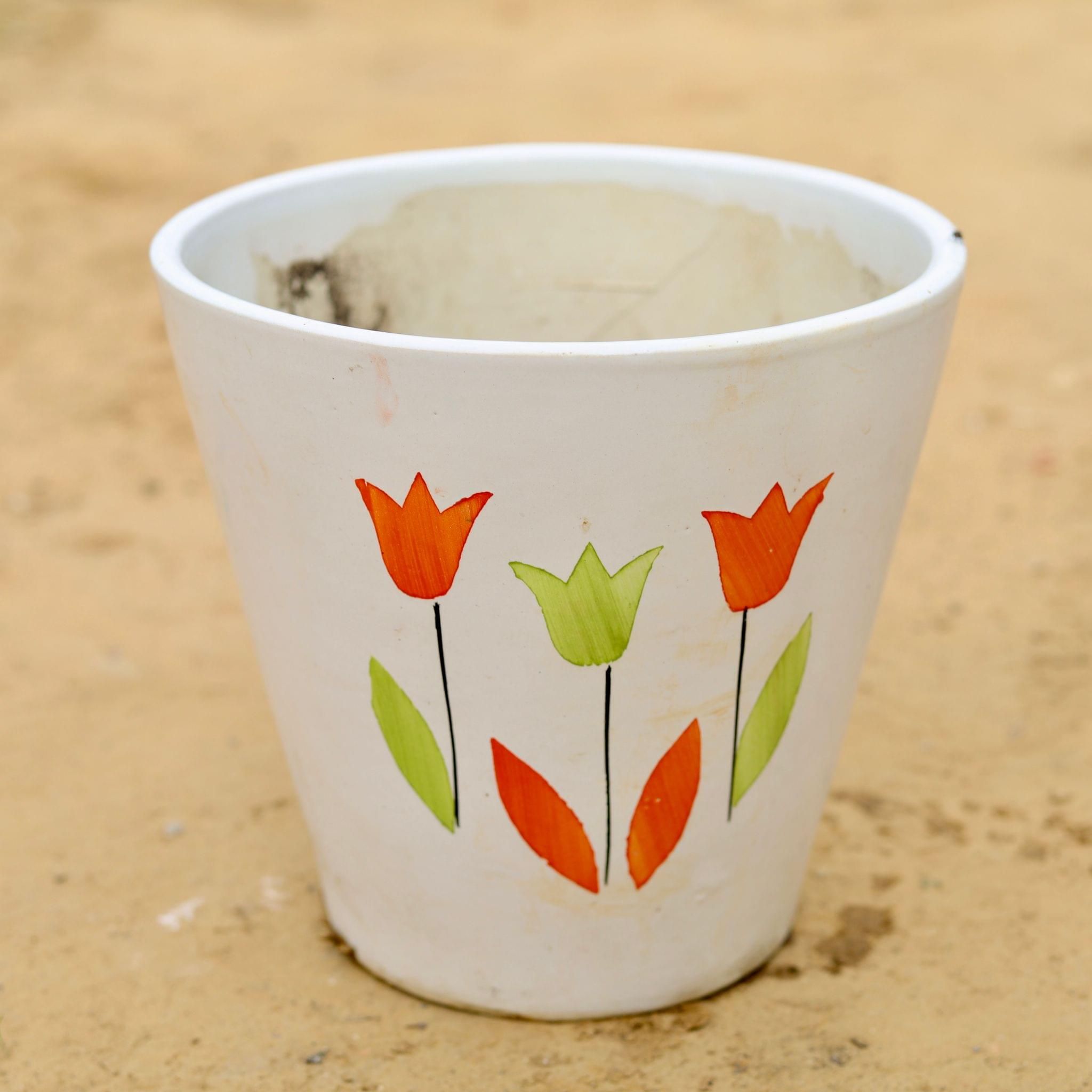 12 Inch White Balti Ceramic Pot (any design)