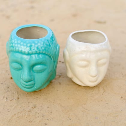 Set of 2 - 5 & 3 Inch Buddha Designer Ceramic Pot