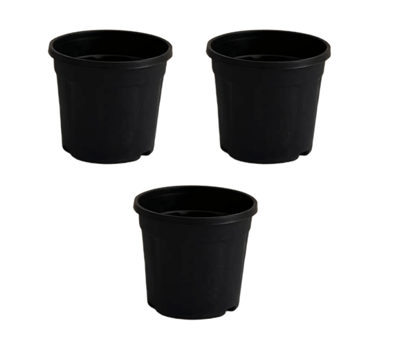 Set of 3 - 14 Inch  Black Nursery Pot