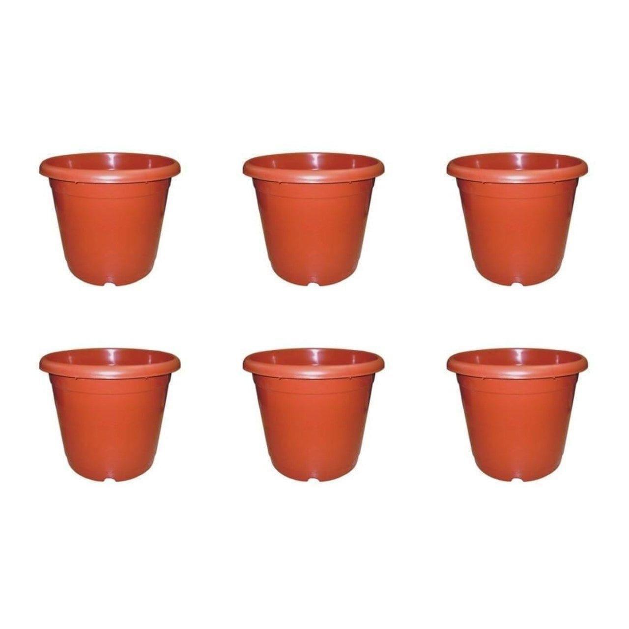 Set of 6 - 16 Inch Red Plastic Pot