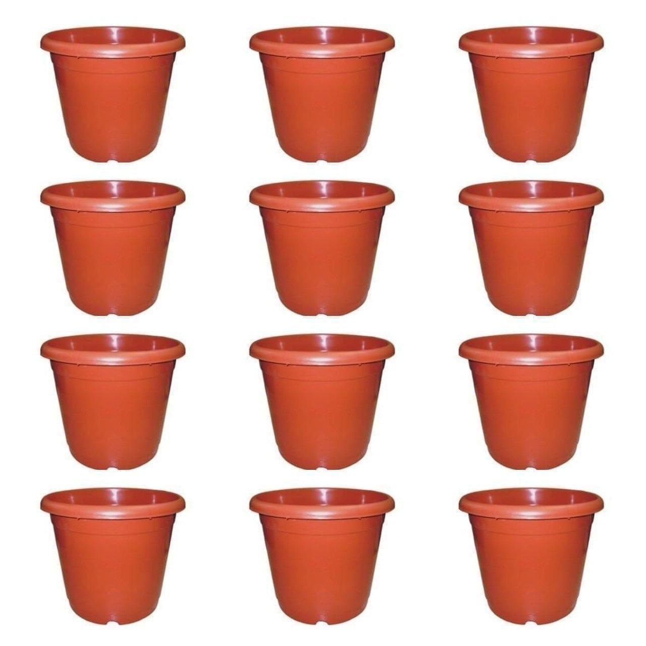 Set of 12 - 12 Inch Red Plastic Pot