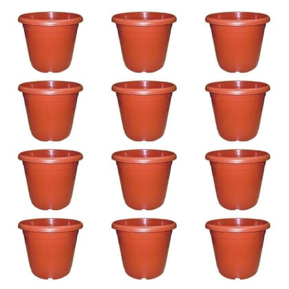 Set of 12 - 8 Inch Red Plastic Pot