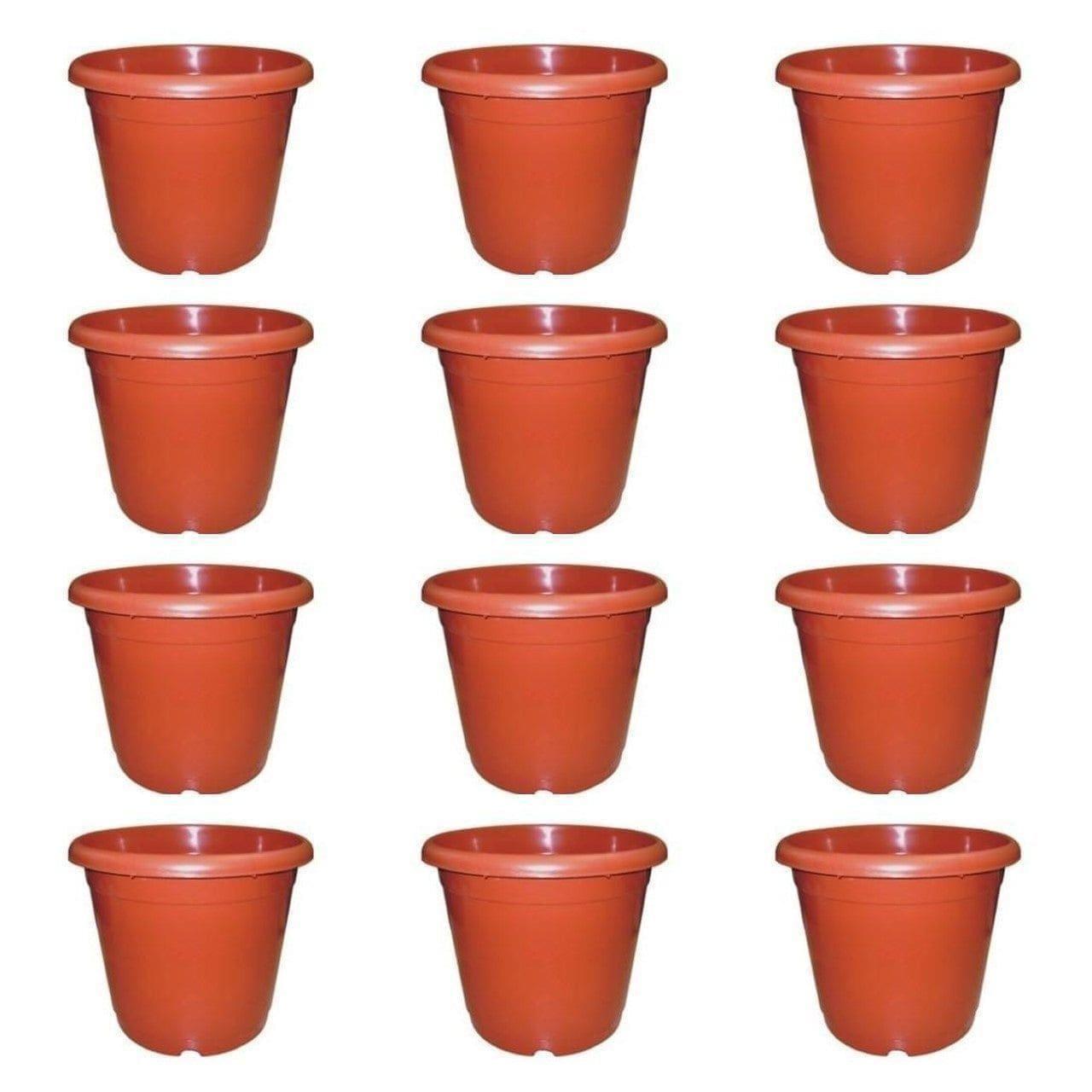 Set of 12 - 8 Inch Red Plastic Pot