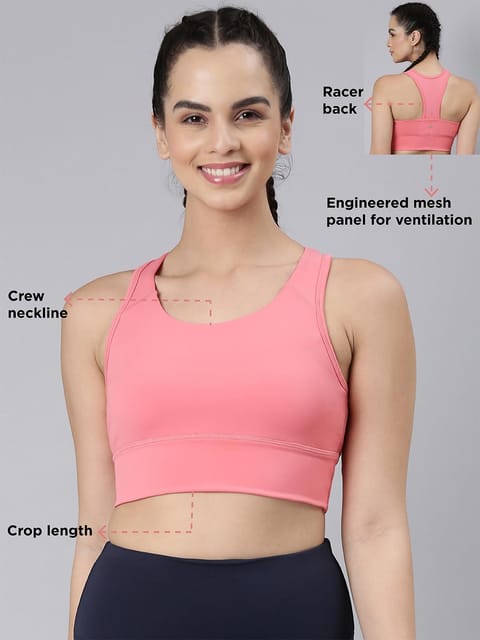 Enamor Women's Polyester Wire Free Casual Sports Bra (A202_Pink Taffy