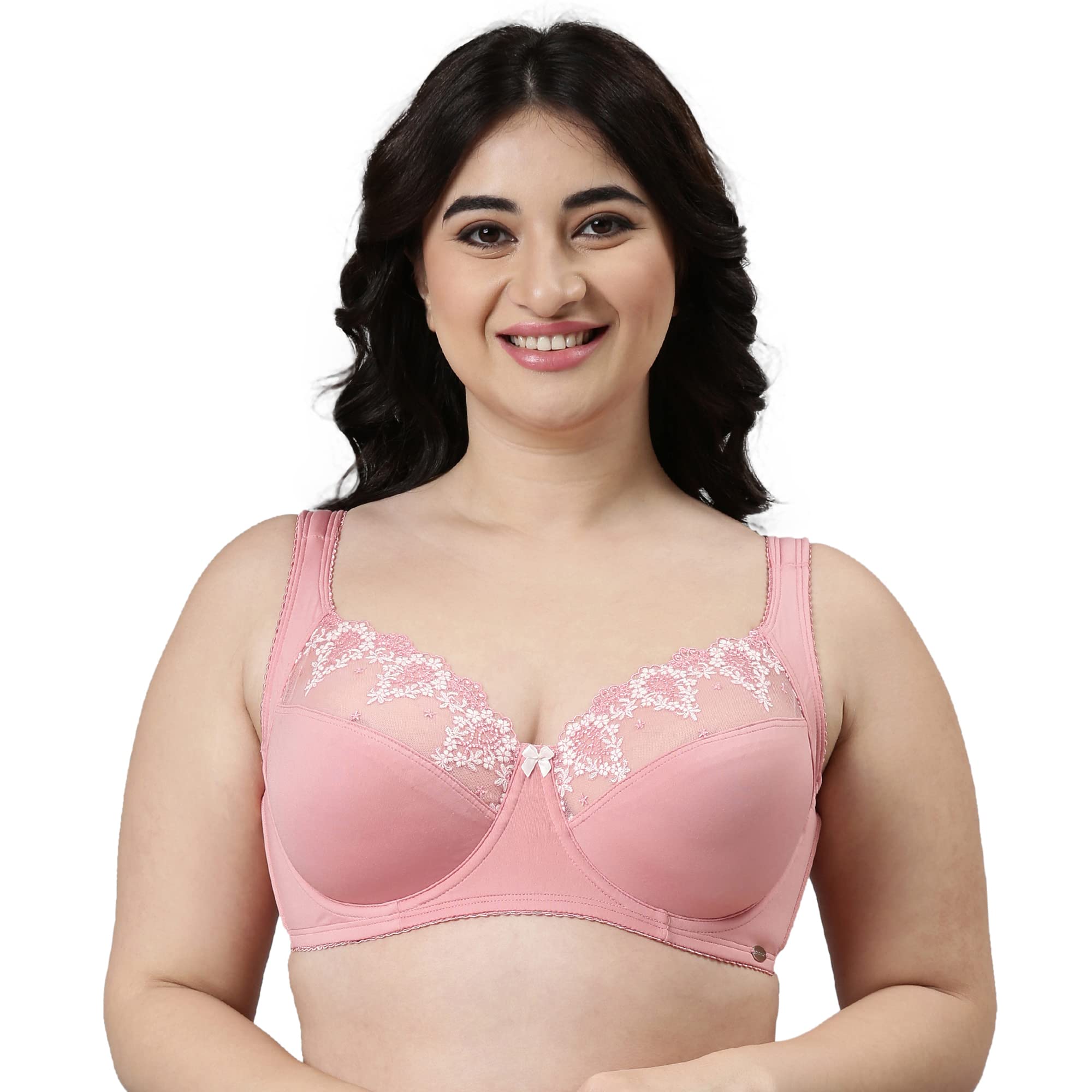Buy Enamor Beige Lace Underwired Non Padded Minimizer Bra F035