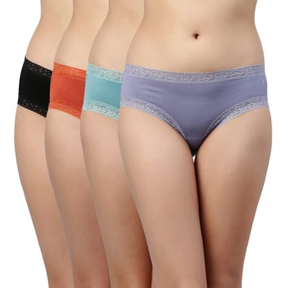 Enamor Lacey Modal Antimicrobial and Stain Release Finish Hipster Panties for Womens-MH20-Assorted-Colors and Prints May Vary