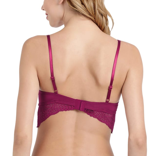 Enamor Womens Padded Wired Lace Bra