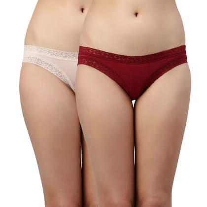 Enamor MB20 Modal Bikini Panties for Women Pack of 2, Full Coverage Cotton Low Waist, Antimicrobial & Stain Release Technology | Color and Prints May Vary