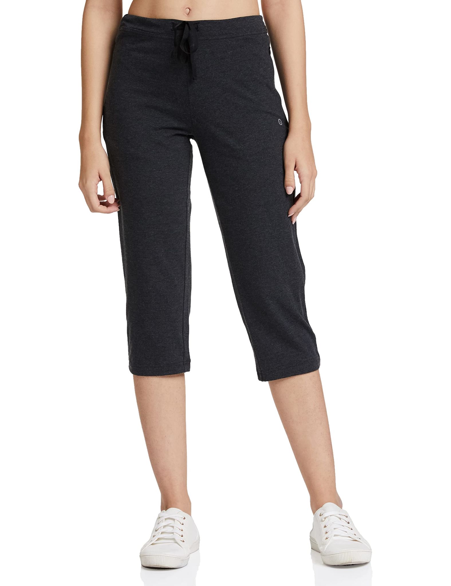 Enamor Essentials E018 Stretch Cotton Lounge Capris for Women with Zipper Pockets 3/4th Pants