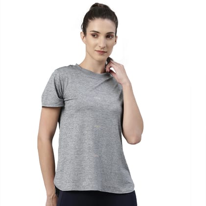 Enamor Athleisure Polyester Women's Relaxed Fit Crew Neck Hip Length Short Sleeves Quick Dry Antimicrobial 4 Stretch T-Shirt for Women - E105