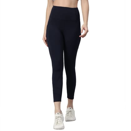 Enamor Athleisure Women's Polyester High Waisted Slim Fit Quick Dry 4 Way Stretch Antimicrobial 7/8th Length Energy Leggings Tights with Pockets - E258