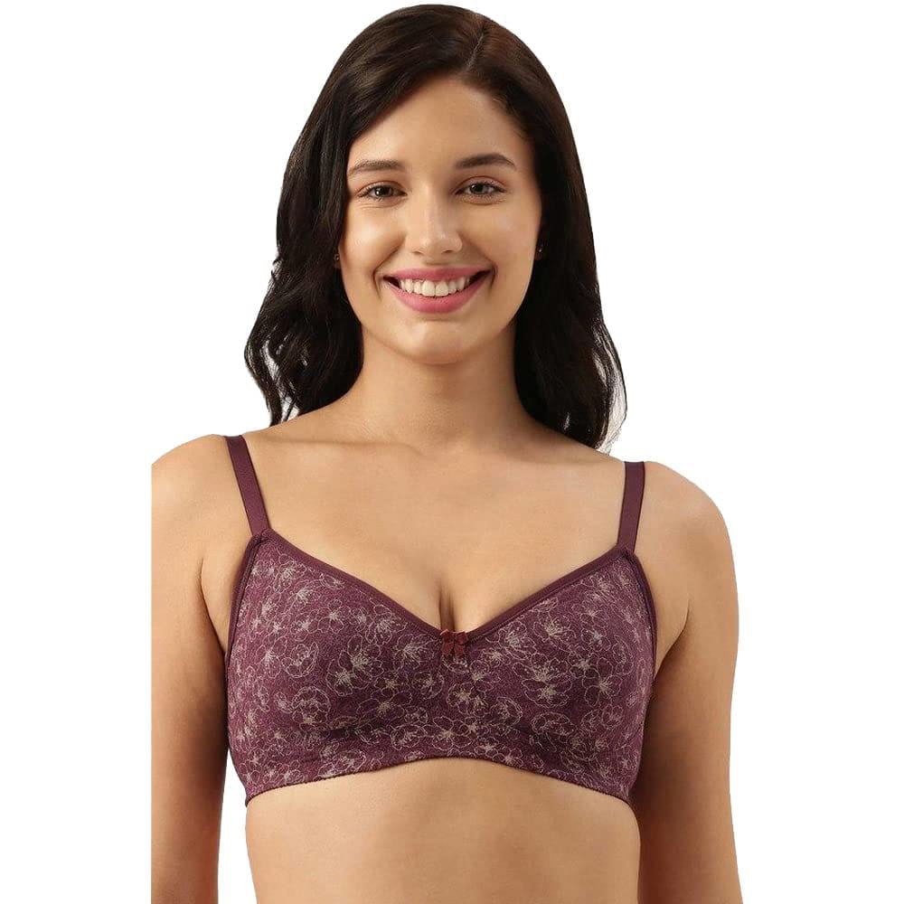 Buy Enamor Fuchsia Lace Non Wired Padded Push Up Bra for Women