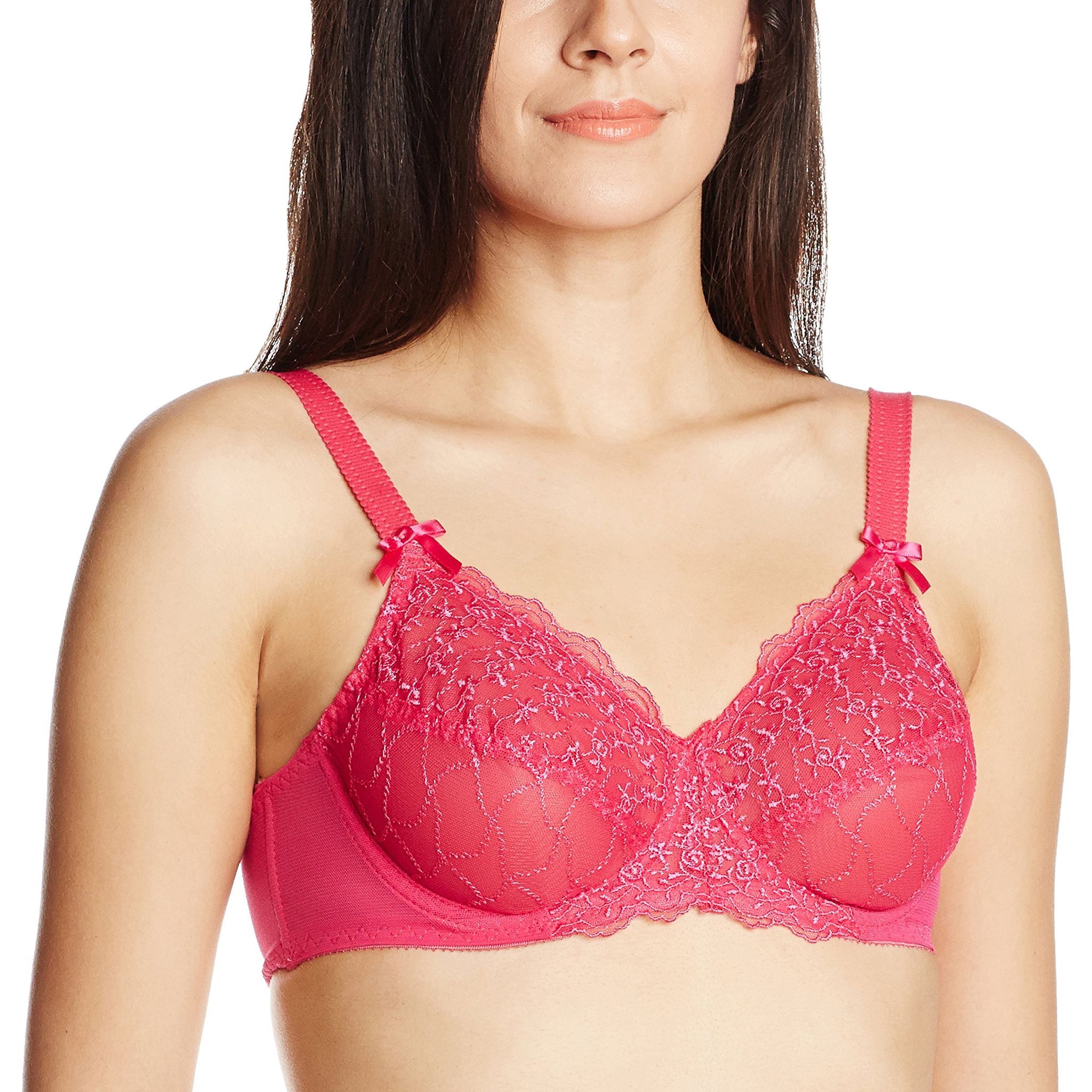 Enamor High Coverage Non Padded Cotton Bra-Red