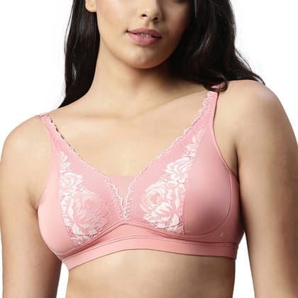 Enamor Women's Nylon Blend Non Padded Non Wired and High Coverage Plunge Neckline Bralette - F071