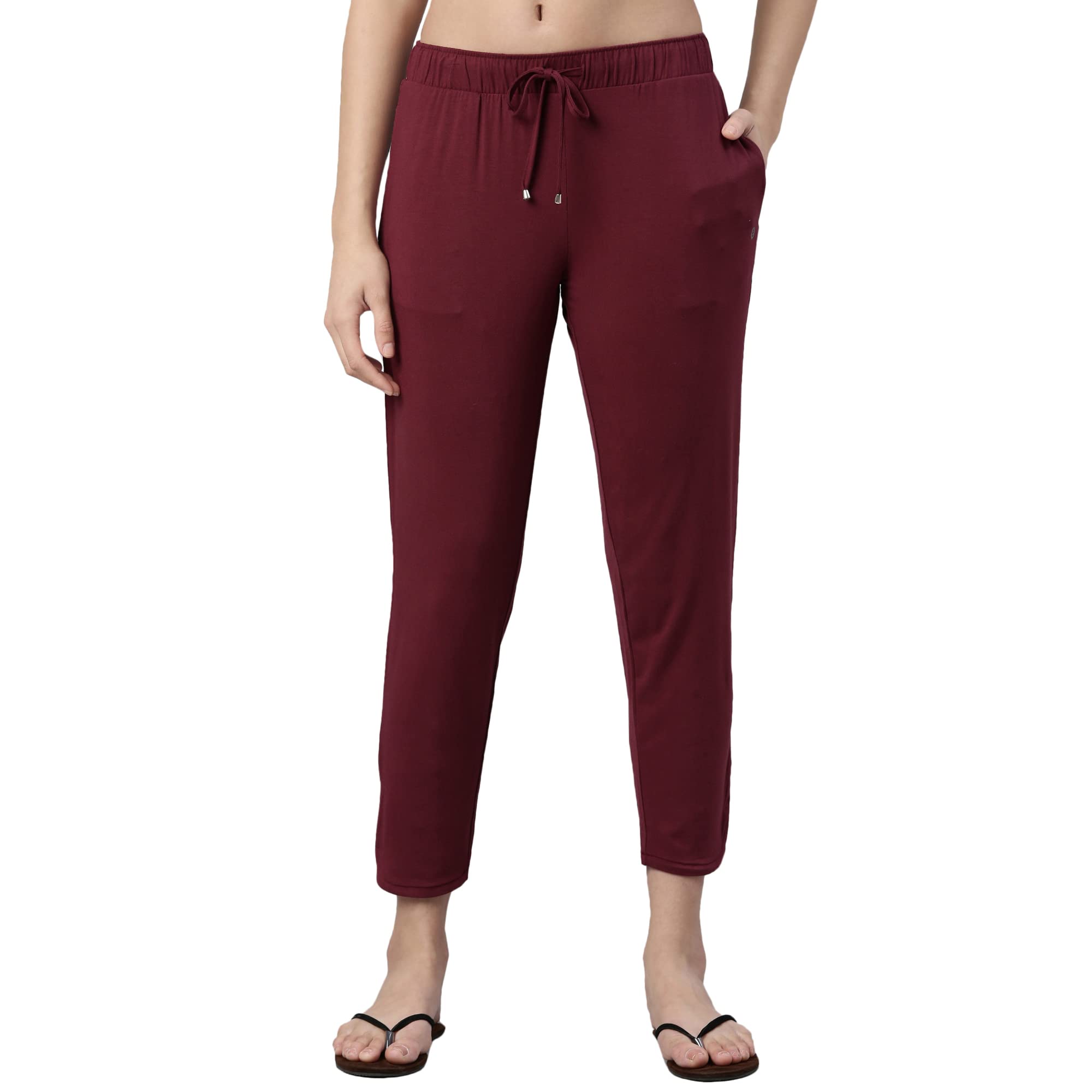 Enamor Women's Relaxed Lounge Pants (E048_Dry Blood_M)