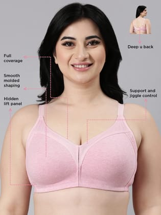 Enamor Women's 94% Cotton & 6% Spandex Wire Free Casual Full-Coverage Bra (AB75_Orchid Melange_36B)