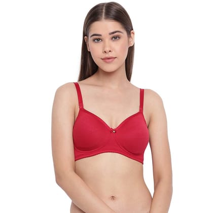 Enamor A025 Polyester Long Lasting T-Shirt Bra for Women- Non Padded Non Wired High Coverage(A025-Bridal Red-34C)