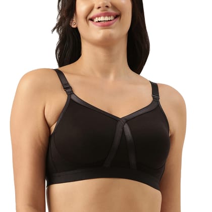 Enamor Women's X-Frame Lift Cotton Non Padded Wirefree Full Coverage Bra - A038(A038-Black-38C)