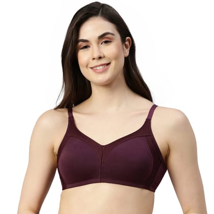 Enamor AB75 M-Frame Jiggle Control Full Support Supima Cotton Bra - Non-Padded, Wirefree & Full Coverage Purple