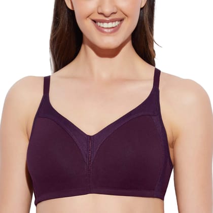 Enamor AB75 M-Frame Jiggle Control Full Support Supima Cotton Bra - Non-Padded, Wirefree & Full Coverage Purple