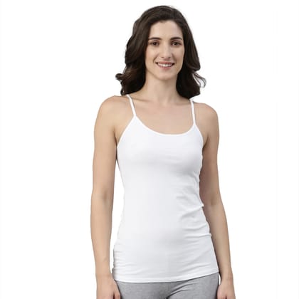 Enamor Women's Cotton Stretch Camisole (White, Small)