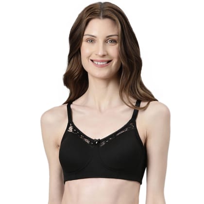 Enamor Women's 60% Polyester, 40% Cotton Wire Free Casual Non-Padded Bra (A073_Black_38C)