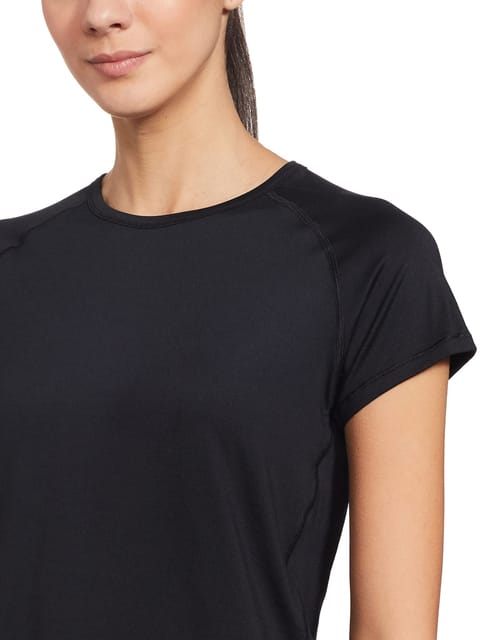 Buy Enamor Athleisure Women's Raglan Sleeves Scoop Neck Slim Fit Quick Dry  4 Way Stretch Antimicrobial Active Tee with Reflective Graphic-  E089(E089-Jet Black-XL) at