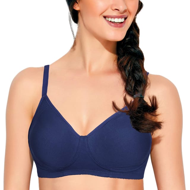 Buy Enamor Blue Non Wired Non Padded High Coverage Tshirt Bra A042
