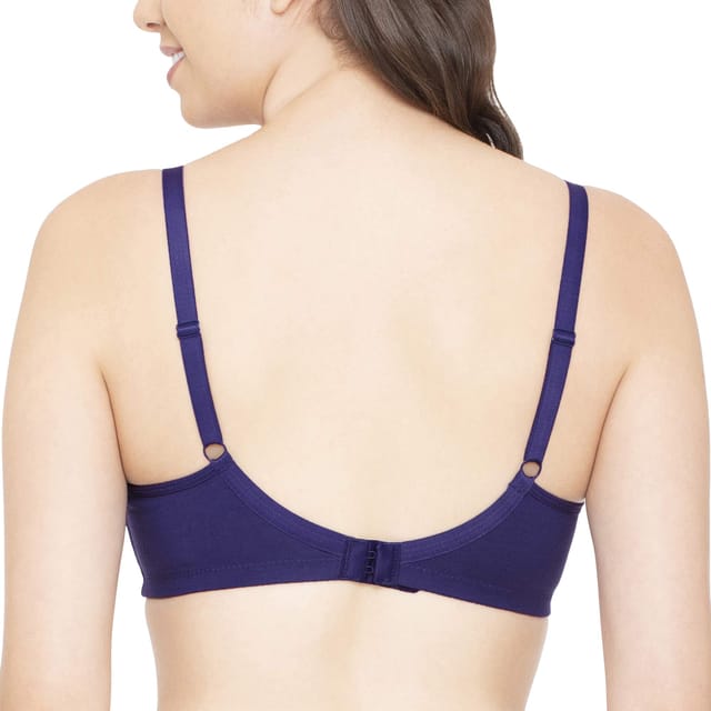 Enamor AB75 M-Frame Jiggle Control Full Support Supima Cotton Bra -  Non-Padded, Wirefree & Full Coverage Navy Blue