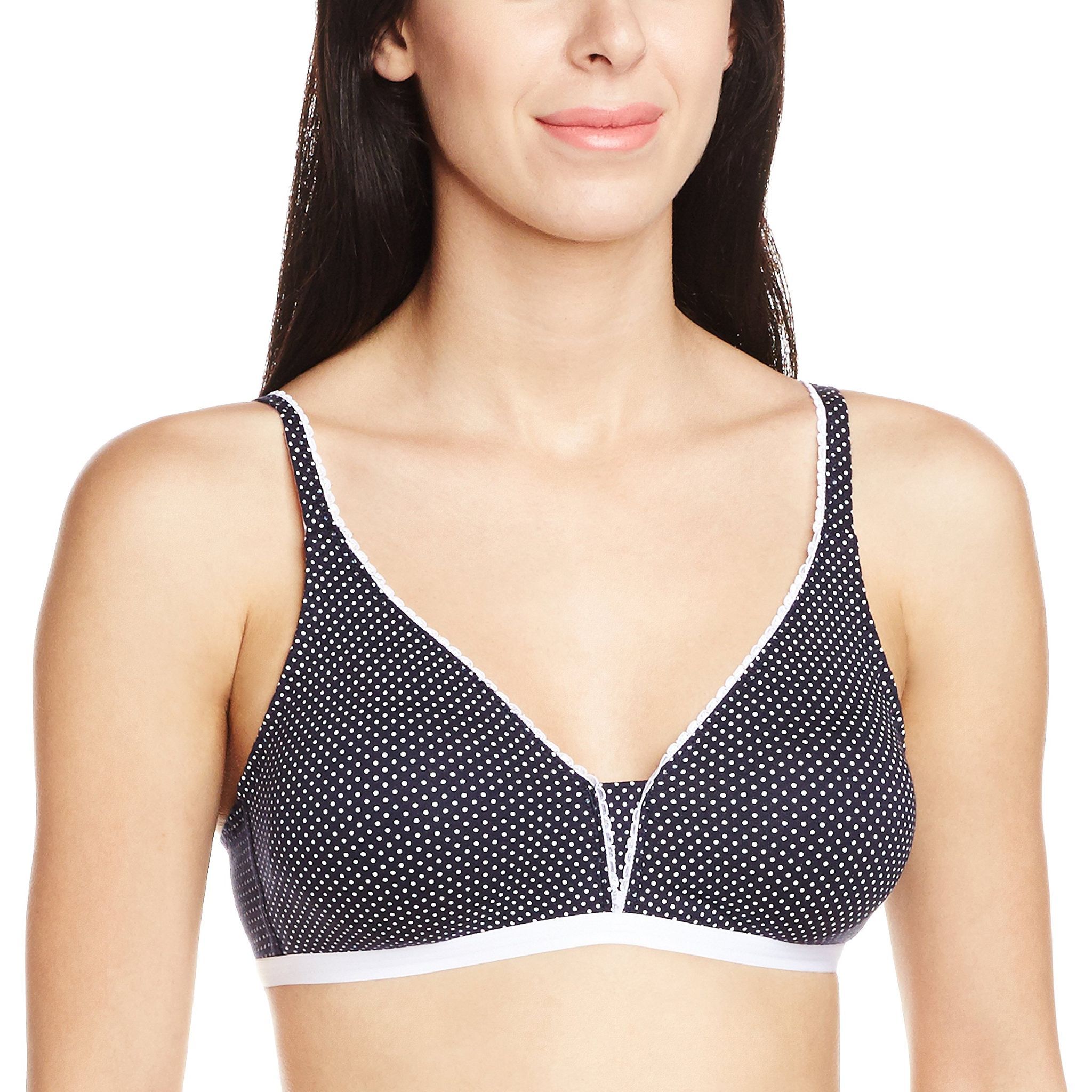 Enamor Non-Padded Wirefree T-Shirt Bra (AB61_Navy White_32B)