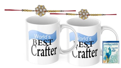 LOOPS N KNOTS Rakhi for Brother with Printed Ceramic Mug and Rakhi Combo |Pack of 2 Mugs& 2 Rakhi (Roli Chawal, Rakhi, Printed Mug,) | Best Rakhi Gift for Brother R&M446