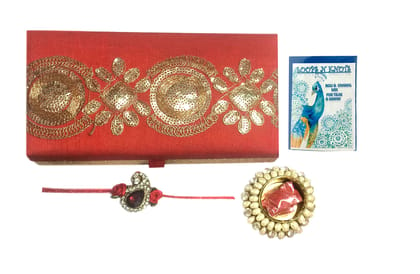 LOOPS N KNOTS Red Rakhi Gift Box/Combo Pack With Roli Tika for Rakshabandhan Gift for Brother Pl16032