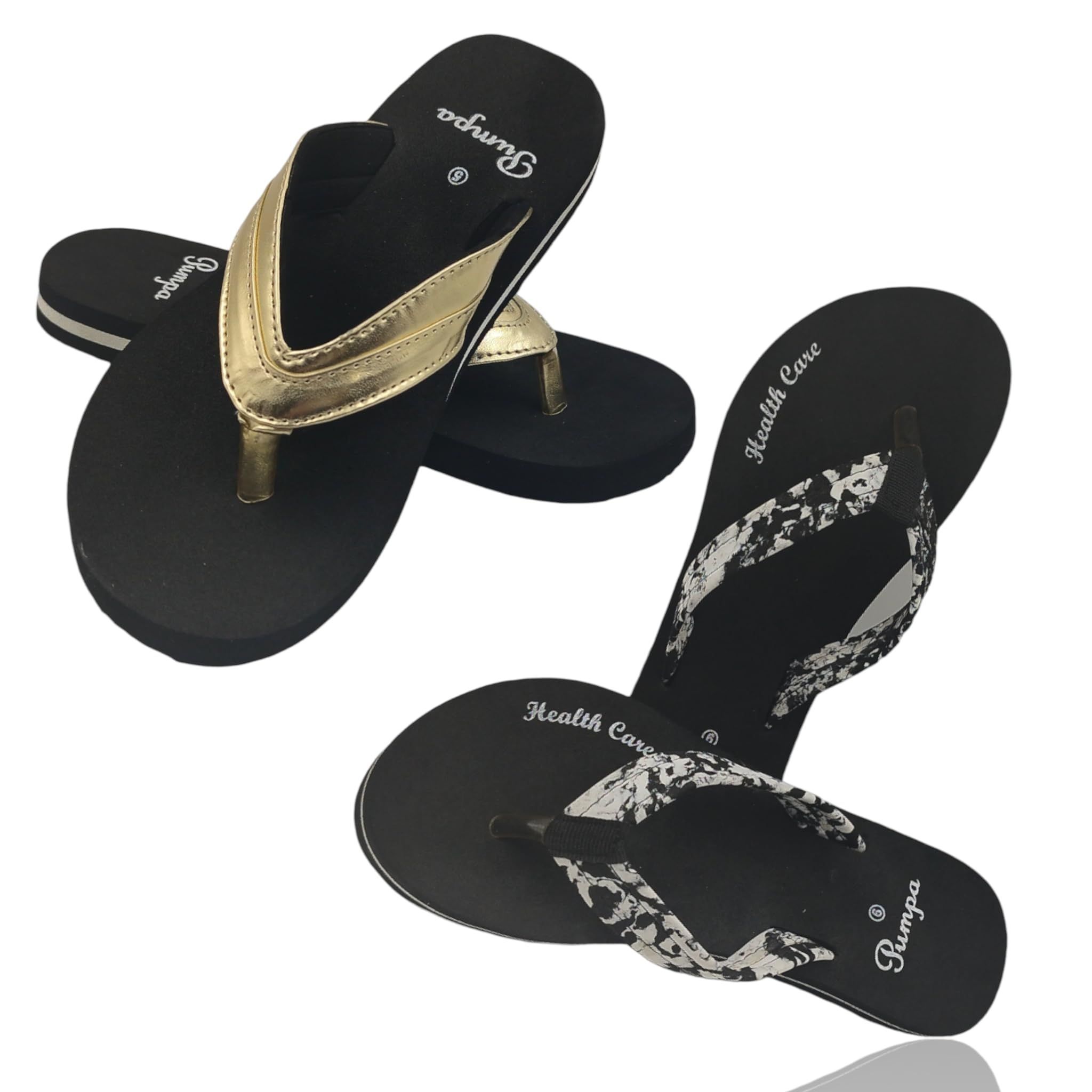 Stylish Soft Golden Black and White Doctor Chappal Combo