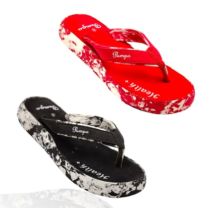 UA01 Stylish Ortho Chappals for Women Fashionable Black and Red Ortho Chappal for Girls and Stylish Women