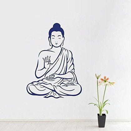 Sticker Studio Full Lord Budha Wall Sticker (PVC Vinyl,58 CM X 78 CM)