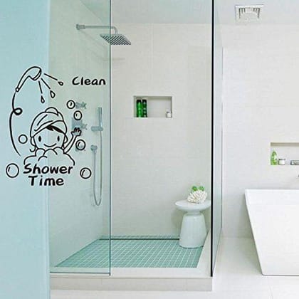 Sticker Studio Vinyl Shower Time Wall Sticker (9.84 x 0.39 x 11.81 Inches, Black)