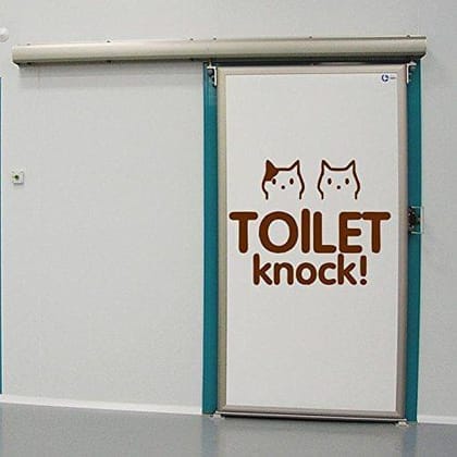 Sticker Studio Toilet Knock Bathroom Wall Sticker (Surface Covering Area - 30 x 38 cm)
