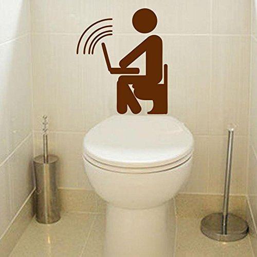 Sticker Studio Man Using WiFi Bathroom Wall Sticker (Surface Covering Area - 30 x 25 cm)