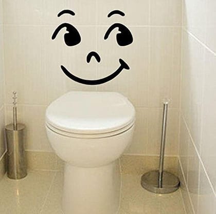 Sticker Studio Smile on Bathroom Wall Sticker (Surface Covering Area - 30 x 33 cm)