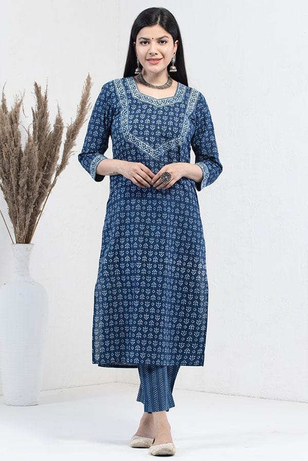 Indigo Organic Cotton Straight Kurta