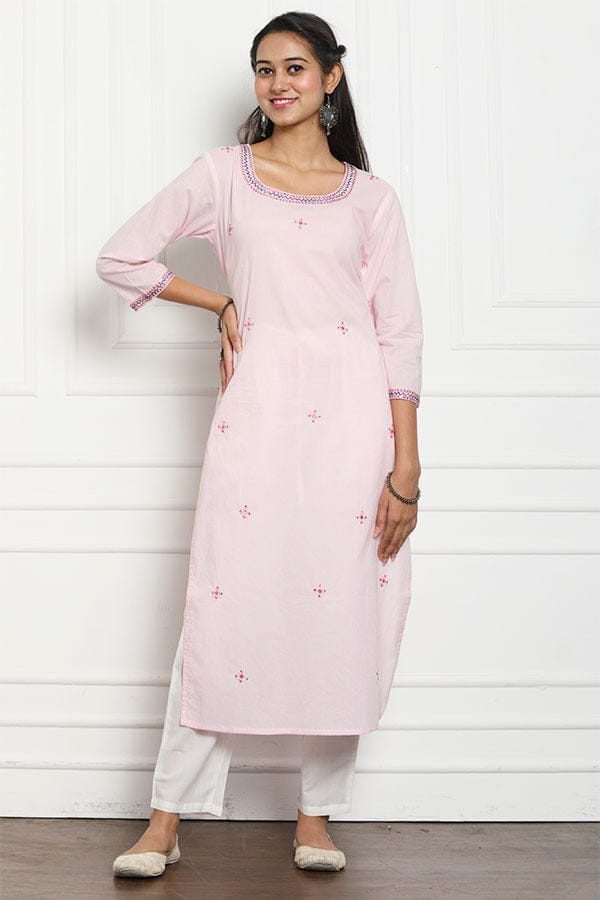 Pink Organic Cotton Straight Kurta