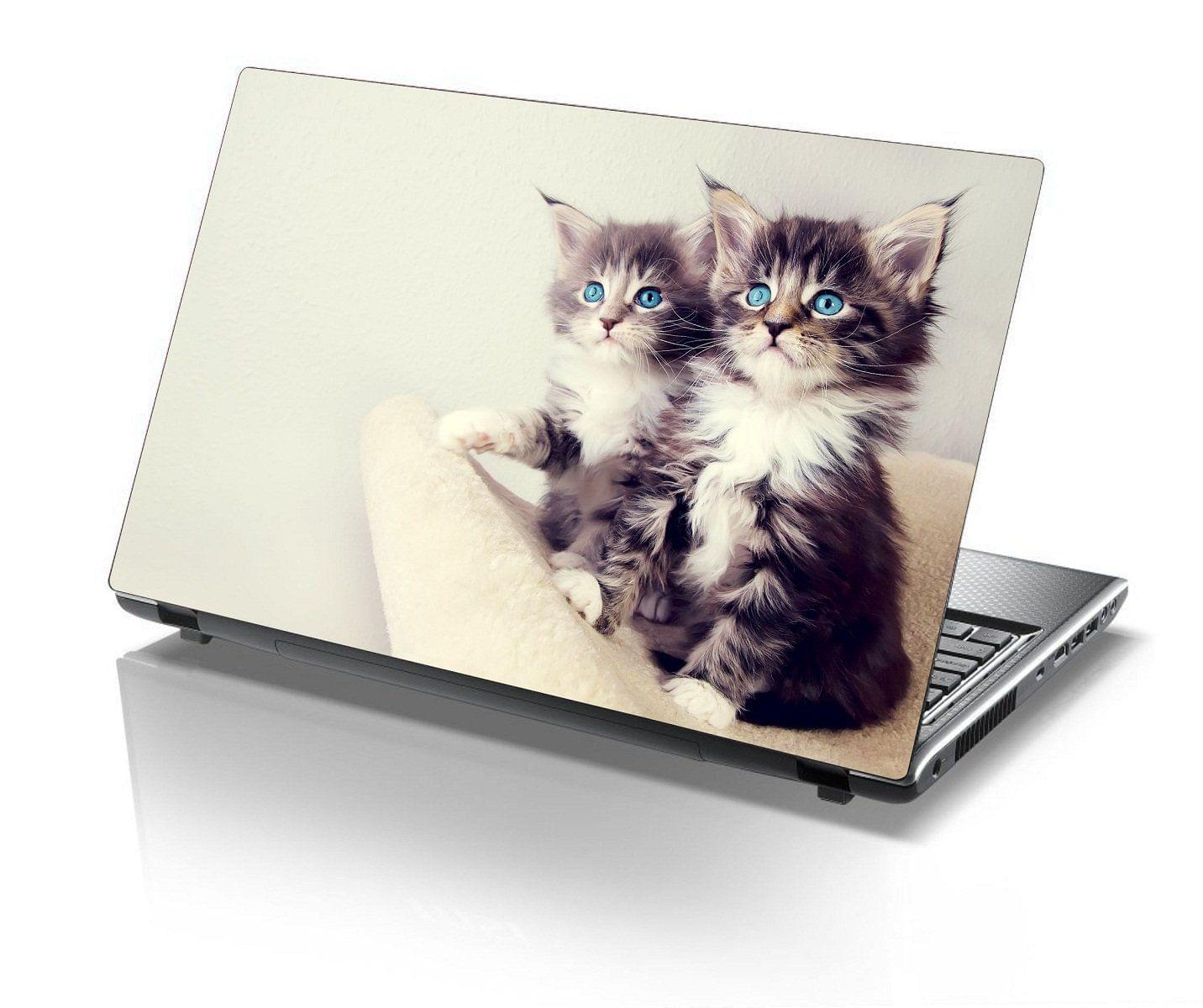 Sticker Studio Cute_Kittens-Wide Laptop Skin & Sticker (PVC Vinyl,Size- 15 x 10 Inch)