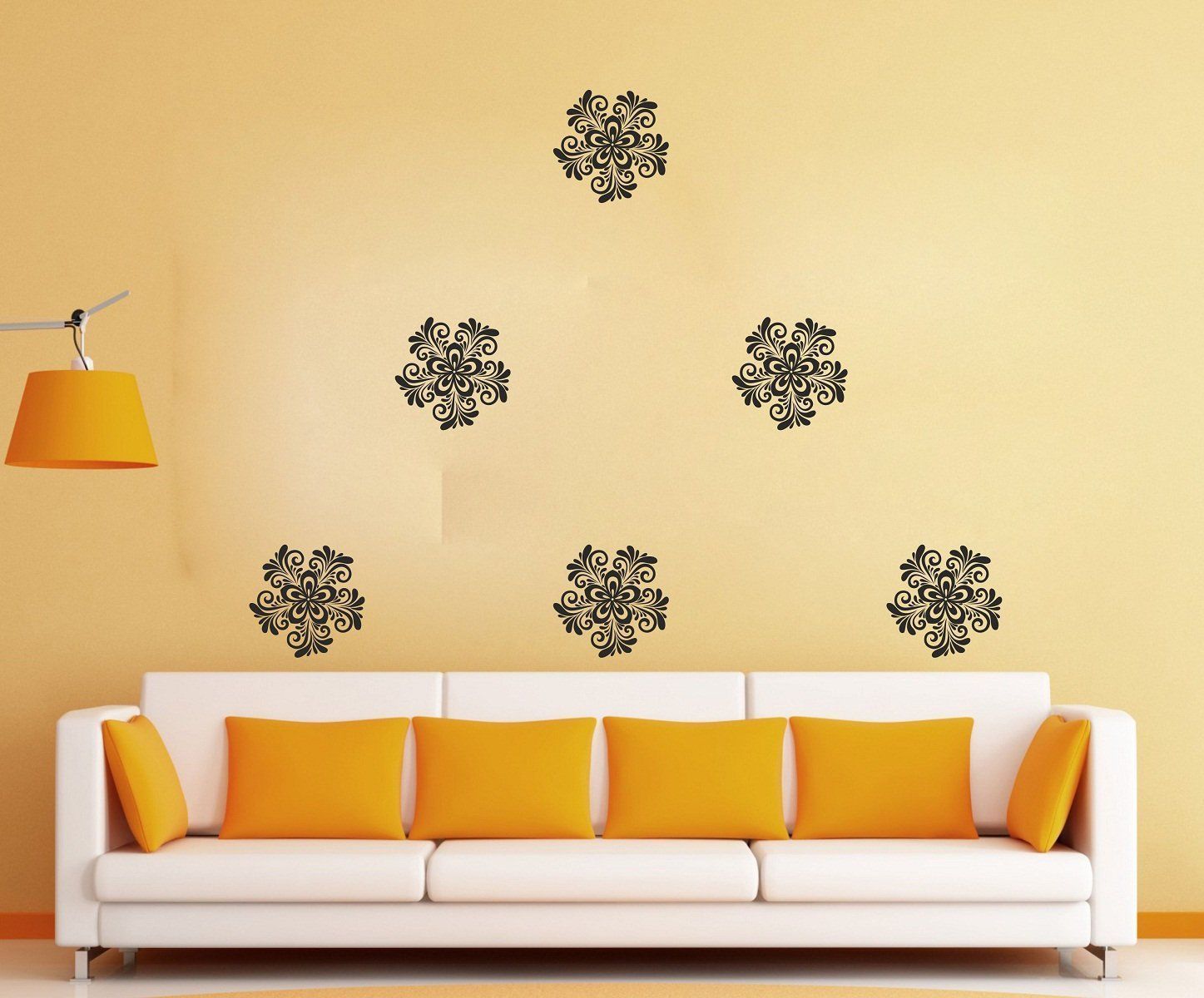 Wall Sticker (Flower Motif2,Surface Covering Area - 180 x 180 cm) 6 Qty.