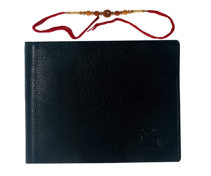 LEADERACHI Raksha Bandhan Genuine Full Grain Black Leather RFID Blocking Bi fold Wallet for Men Rakhi specal.(W29904BK)