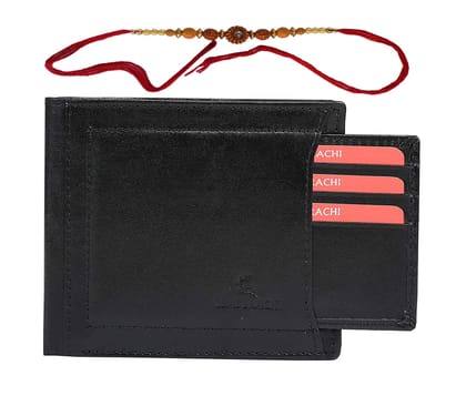 LEADERACHI - Rakhsha Bandhan-Genuine Full Grain Black Leather Wallet & Genuine Leather Belt Combo Gift Box for Mens.(RAKHI-WB-639BK)