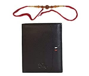 LEADERACHI - Rakhsha Bandhan-Genuine Full Grain Black Leather Wallet & Genuine Leather Belt Combo Gift Box for Mens.(RAKHI-WB-23BK)