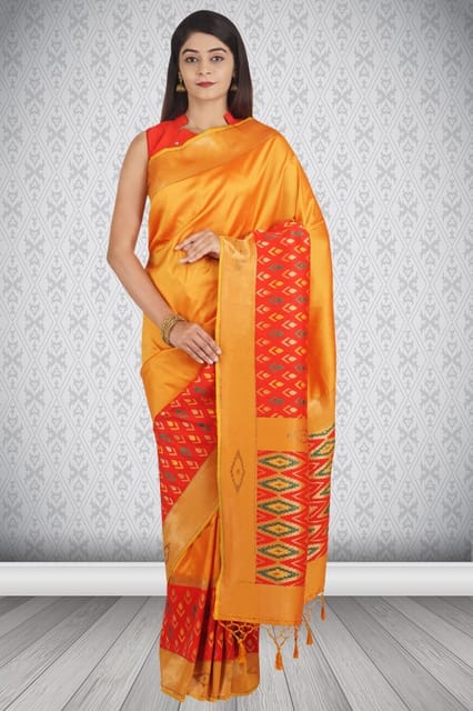 Buy Saree Mall Yellow & Red Silk Woven Saree With Unstitched Blouse for  Women Online @ Tata CLiQ