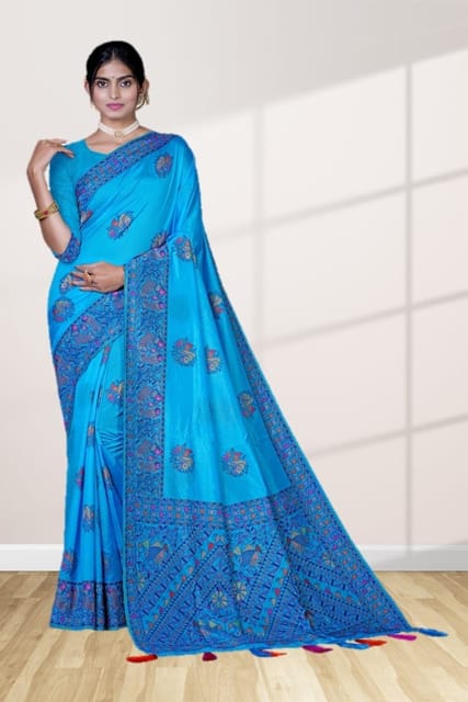 Baluchari Silk Saree of rare shade and design at Rs 10800 | Rapurna |  Kolkata | ID: 24167274130